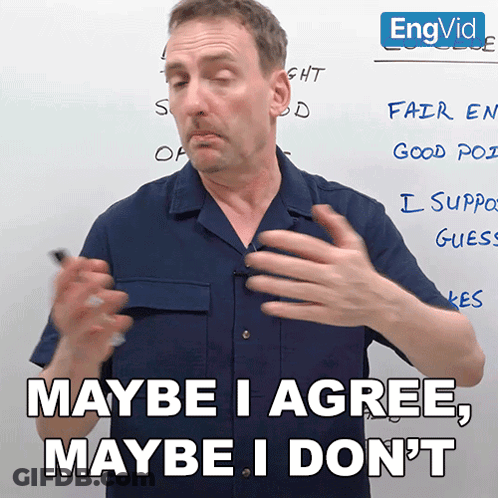Man Says Maybe I Agree Maybe I Don't In Front Of Whiteboard GIF