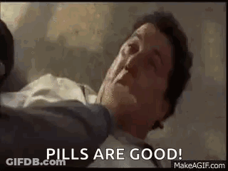 Man Says Pills Are Good, Man Holds Face GIF