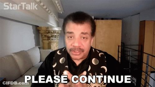 Man Says Please Continue In Front Of Screen GIF