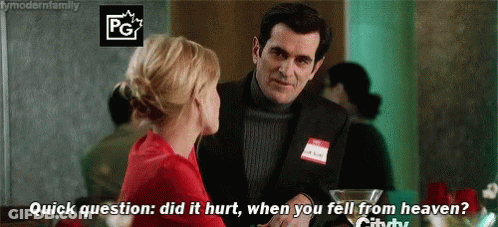 Man Says Quick Question Did It Hurt When You Fell From Heaven GIF