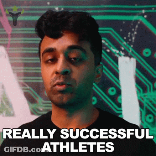 Man Says Really Successful Athletes In Front Of Green And White Background GIF