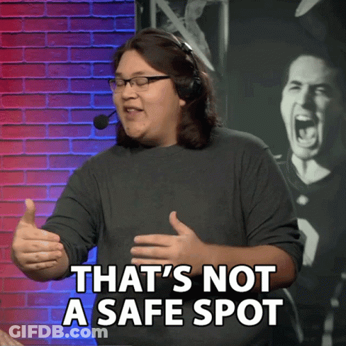 Man Says That's Not A Safe Spot In Front Of Football Player GIF