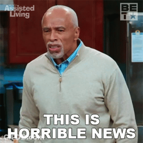 Man Says This Is Horrible News In Front Of TV GIF
