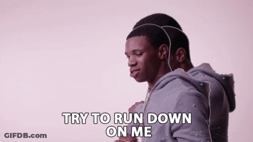 Man Says Try To Run Down On Me In Front Of Mirror GIF