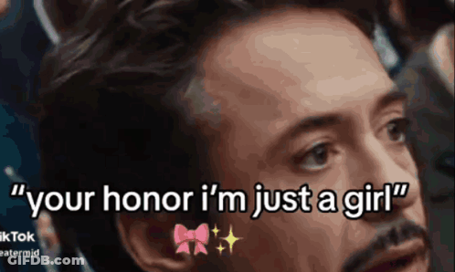 Man Says Your Honor I'm Just A Girl Pink Bow GIF