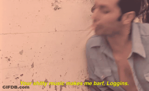 Man Says Your Shitty Music Makes Me Barf GIF