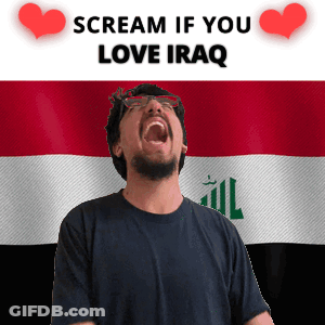 Man Screaming Flag Saying Scream If You Love Iraq GIF