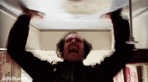 Man Screaming Holding Ceiling Fan GIF