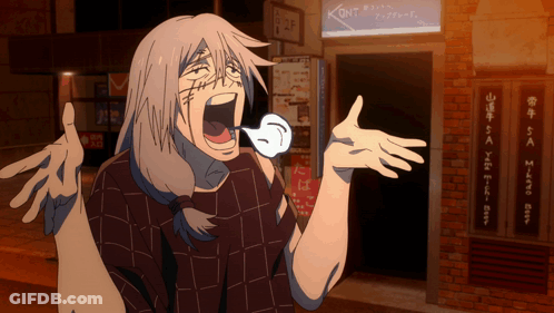 Man Screaming In Front Of Kon Sign GIF