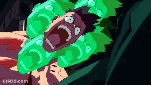 Man Screaming With Green Bubble Around Neck GIF