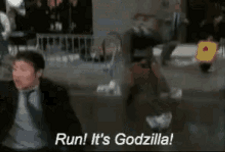 Man Screams Godzilla GIF