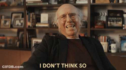 Man Seated At Bookshelf Saying I Don't Think So GIF