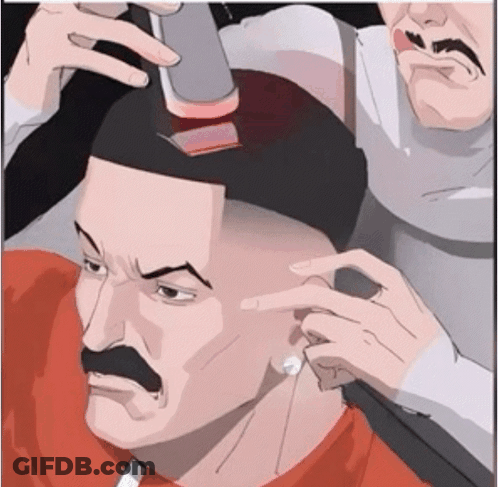 Man Shaving Another's Mustache GIF
