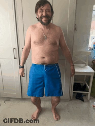 Man Shirtless In Blue Shorts GIF
