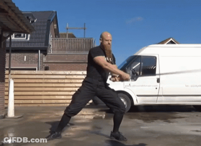 Man Showing Off His Sword Skill GIF