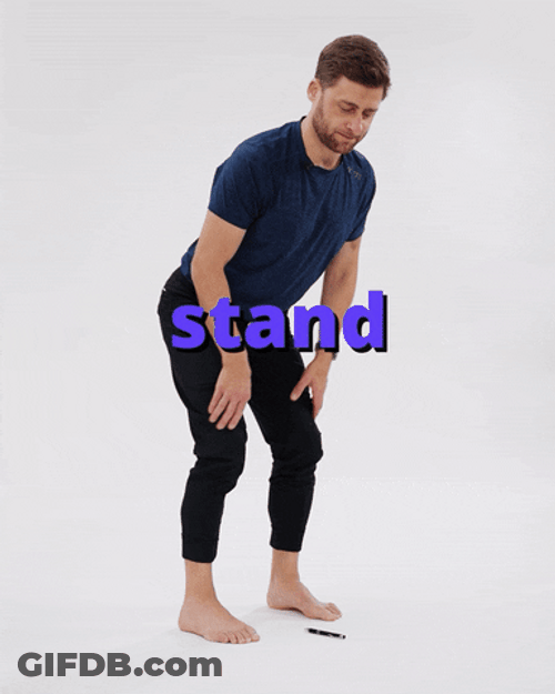 Man Showing Proper Bend Over Posture GIF