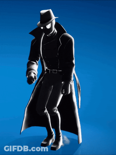 Man Silhouette Trench Coat Hat Blue Background GIF