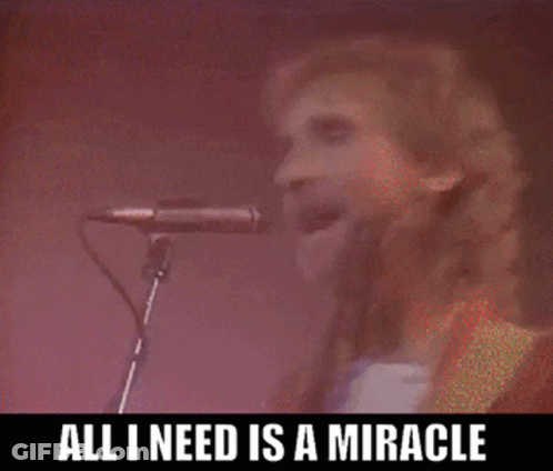 Man Singing All I Need Is A Miracle GIF