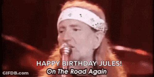 Man Singing Happy Birthday Jules On The Road Again GIF