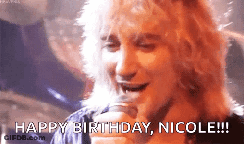 Man Singing Happy Birthday Nicole Into Microphone GIF