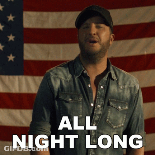 Man Singing In Front Of American Flag All Night Long GIF