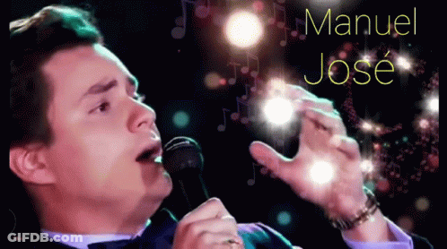 Man Singing Into Mic With Manuel Jose Background GIF