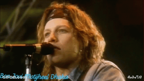 Man Singing Into Microphone Bon Jovi In Blue GIF