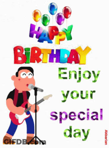 Man Singing Into Microphone Happy Birthday Enjoy Your Special Day GIF