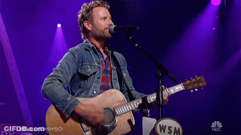 Man Singing Into Microphone Holding Acoustic Guitar With WSM GIF