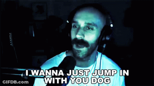 Man Singing Into Microphone I Wanna Jump In With You Dog GIF