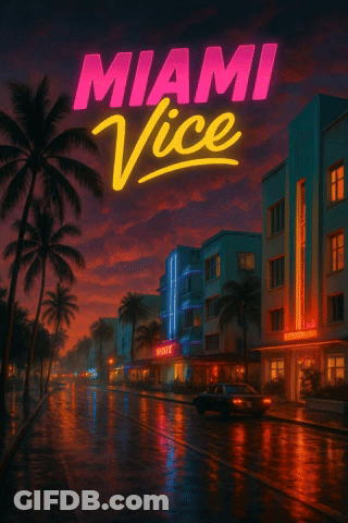 Man Singing Into Microphone In Front Of Welcome To Miami Sign GIF
