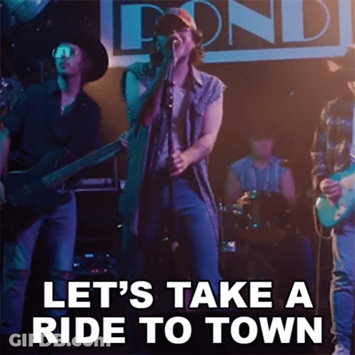 Man Singing Into Microphone Let's Take A Ride To Town GIF