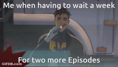 Man Singing Into Microphone Me When Having To Wait A Week For Two More Episodes GIF