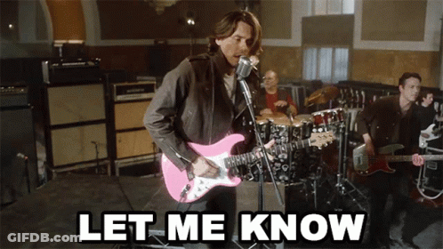 Man Singing Into Microphone Playing Pink Guitar Let Me Know GIF