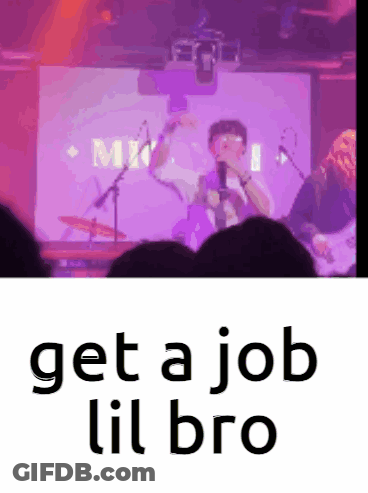 Man Singing Into Microphone Saying Get A Job Lil Bro GIF