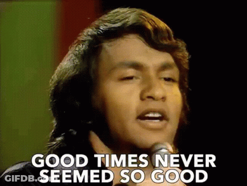 Man Singing Into Microphone Saying Good Times Never Seemed So Good GIF