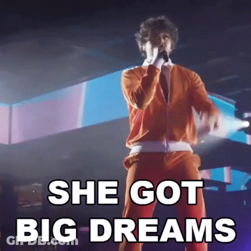 Man Singing Into Microphone She Got Big Dreams GIF