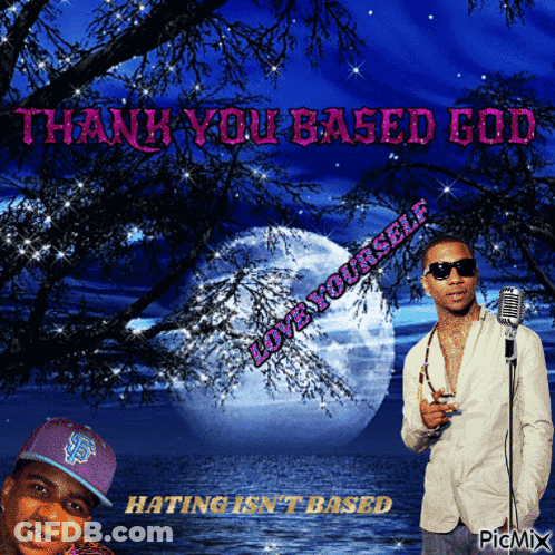 Man Singing Into Microphone Thank You Based God Love Yourself Hating Isn't Based GIF