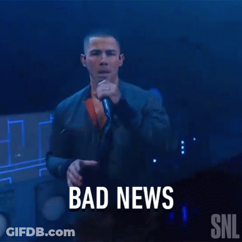Man Singing Into Microphone With Bad News GIF