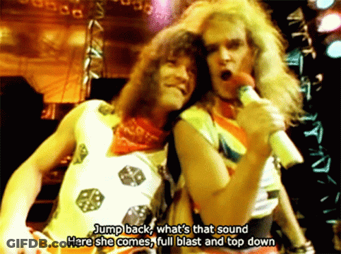 Man Singing Jump Back Full Blast GIF
