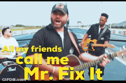 Man Singing Playing Guitar All My Friends Call Me Mr Fix It GIF