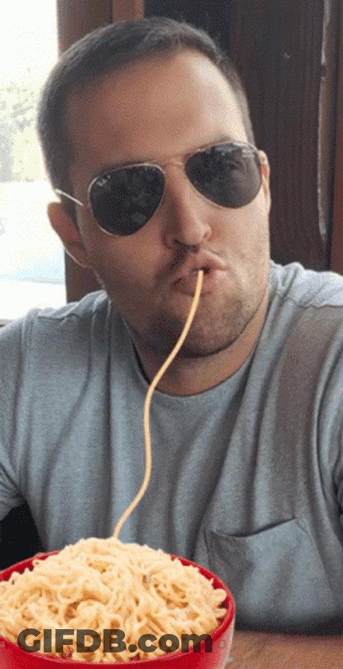Man Sips On The Noodle GIF