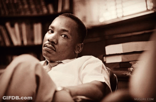 Man Sits In Front Of Bookshelf Muglife.com GIF