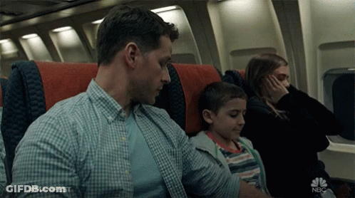 Man Sits On Airplane With Boy And Woman #Manifest GIF