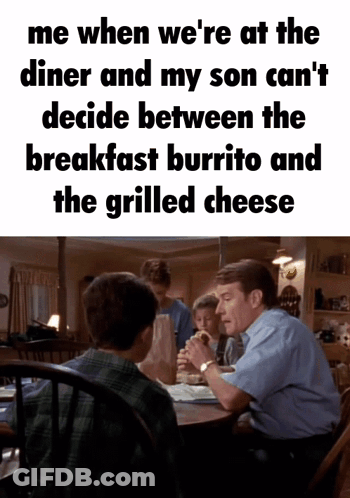 Man Sits With Two Children Says Me When We're At The Diner GIF