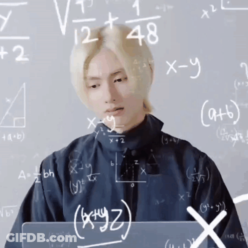 Man Sitting At Chalkboard With Math Equations GIF