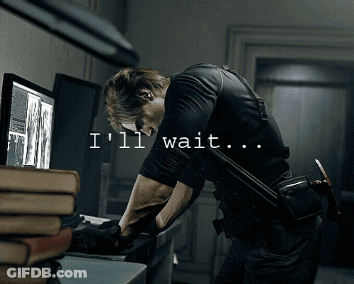 Man Sitting At Computer Saying I'll Wait GIF