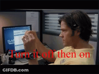 Man Sitting At Computer Saying Turn It Off Then On GIF