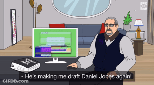 Man Sitting At Computer Says He's Making Me Draft Daniel Jones Again GIF
