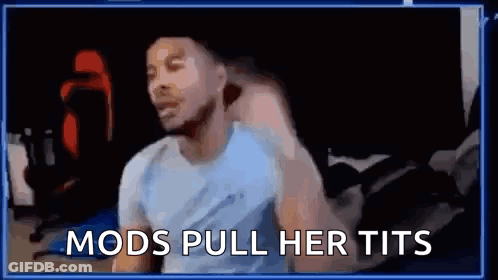 Man Sitting At Computer With Mods Pull Her Tits GIF